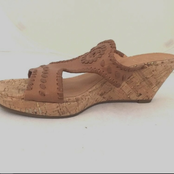 Jack Rogers Emilia Cognac Brown Wedge Size 8.5 - Picture 4 of 7